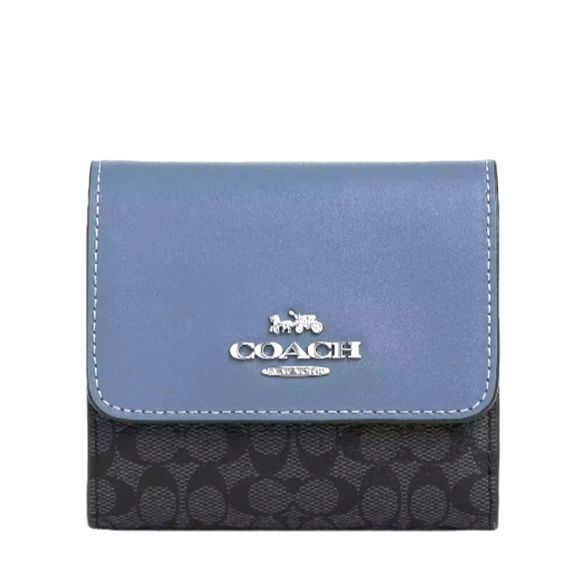 Small Trifold Coach Wallet In Colorblock Micro Signature Canvas - Picture 1 of 2